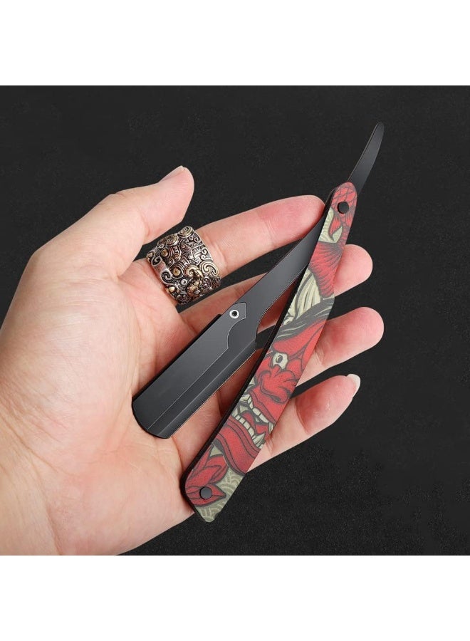 GNAFOTU Professional Straight Edge Razor with 10 Single Straight Razor Blades-Barber Straight Razor-Close Shaving Men's Manual Shaver-Disposable Straight Razor Blades-Straight Razor Kit - Image 1
